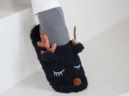 amix_ciabatte_invernali_donna_deer_nero_indossata_frontale_2